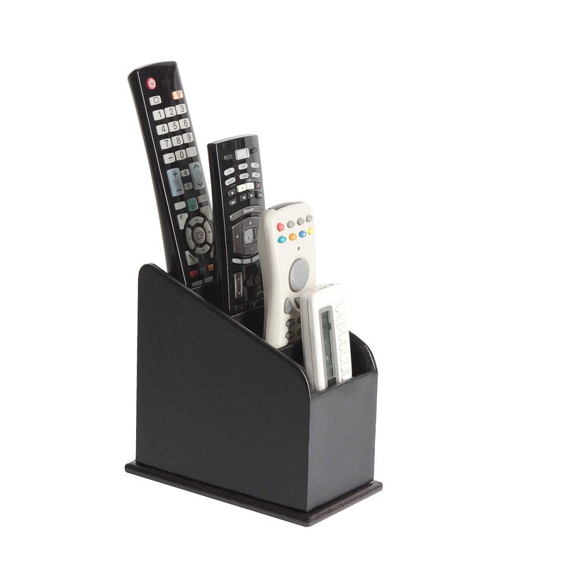 J JACKCUBE DESIGN JACKCUBE DESIGN 4 Compartments Black Leather Remote Control Organizer Holder, Controller TV Guide, Media Storage Box â€“ :MK292A - Image 5